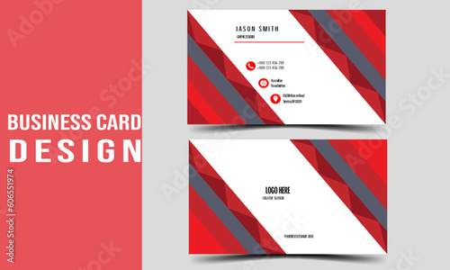 Double-sided creative business card Template with illustrator mockup,vector design, Portrait and landscape orientation. Horizontal  layout photo