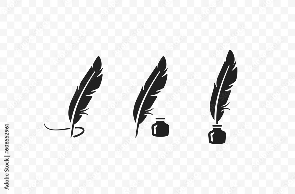 Φωτογραφία Vintage old quill pen with inkwell vector design