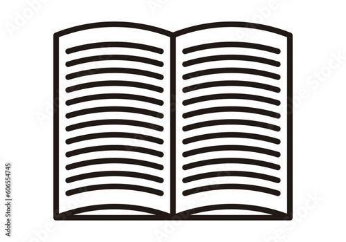 Icono negro de libro en fondo blanco.