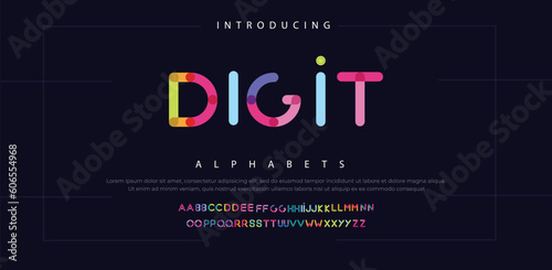 Modern abstract digital alphabet font. Minimal technology typography, Creative urban sport fashion futuristic font and with numbers. vector illustration