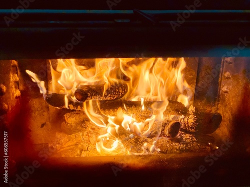 fire in the fireplace