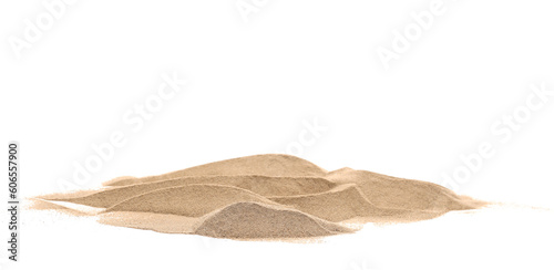 Fotografia Desert sand pile, dune isolated on white, with clipping path, side view