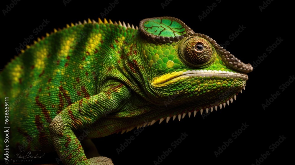 A chameleon extending its long, curling tongue to capture an unsuspecting insect, capturing the agility and precision of its hunting technique A chameleon extending its long, curling tongue to capture an unsuspecting insect, capturing the agility and precision of its hunting technique