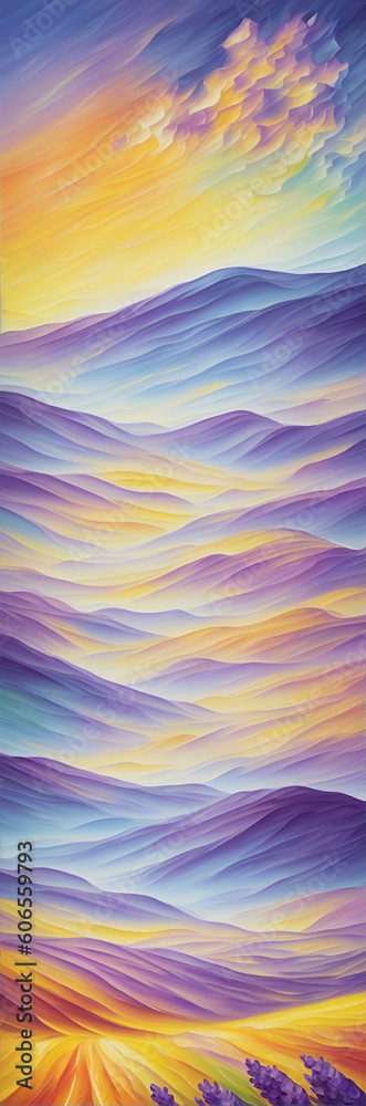 Obraz premium Lavender meadows landscape. AI generated illustration