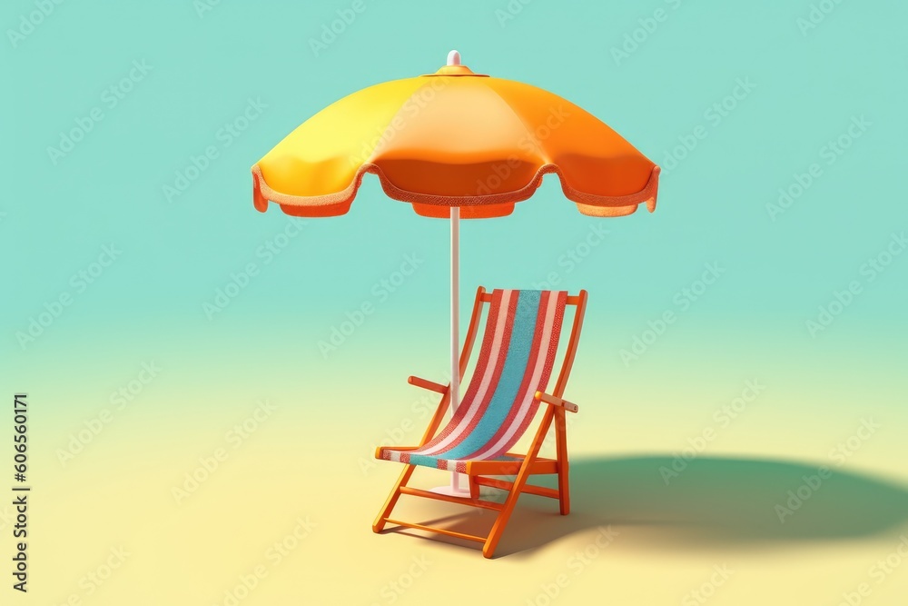 Illustration of a beach umbrella icon - summer concept - Created with generative ai Illustration of a beach umbrella icon - summer concept - Created with generative ai