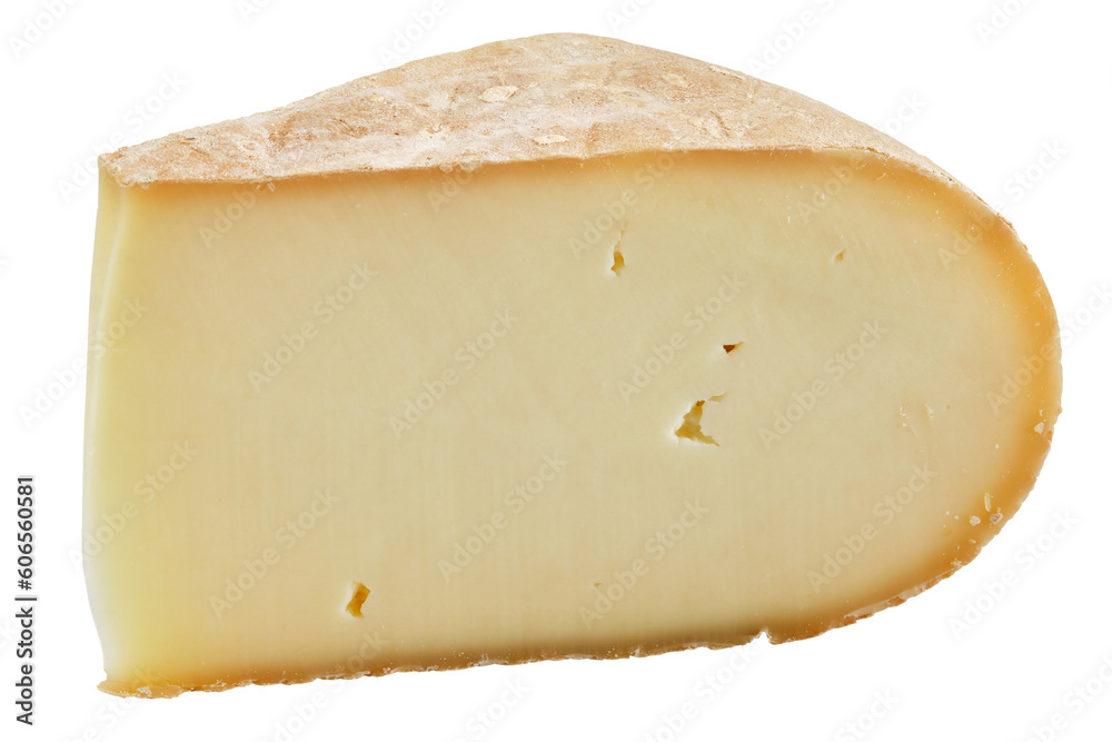 A piece of handmade natural farm cheese, isolated