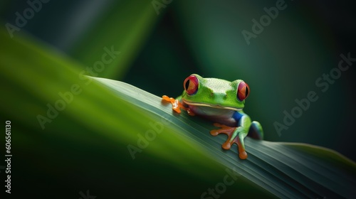 The vibrant colors of a Red-eyed Tree Frog vividly displayed in this awe-inspiring image