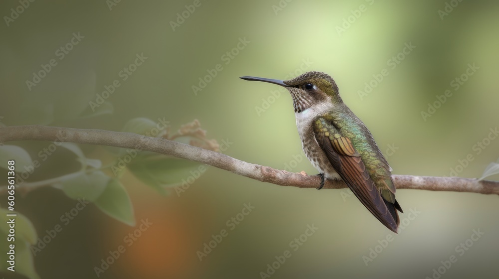 Fototapeta premium A sense of serenity emanates from the hummingbird as it rests peacefully