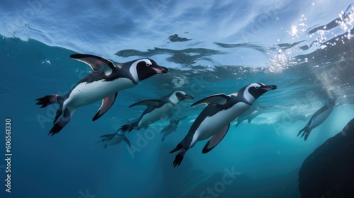 penguins swimming