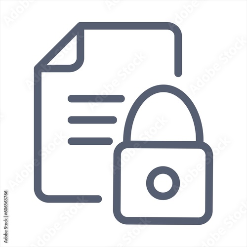 Lock line icon. Protected document sign. Padlock file symbol. Quality design element. Line style lock icon. Editable stroke. Vector