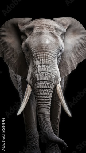 A close-up encounter captures the intricate textures of the elephant's weathered skin