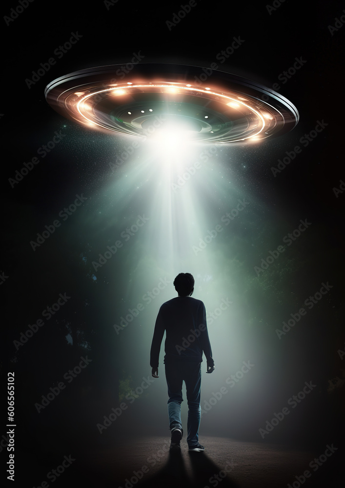 Abduting Man being abducted by UFO - alien abduction concept, generative ai ...