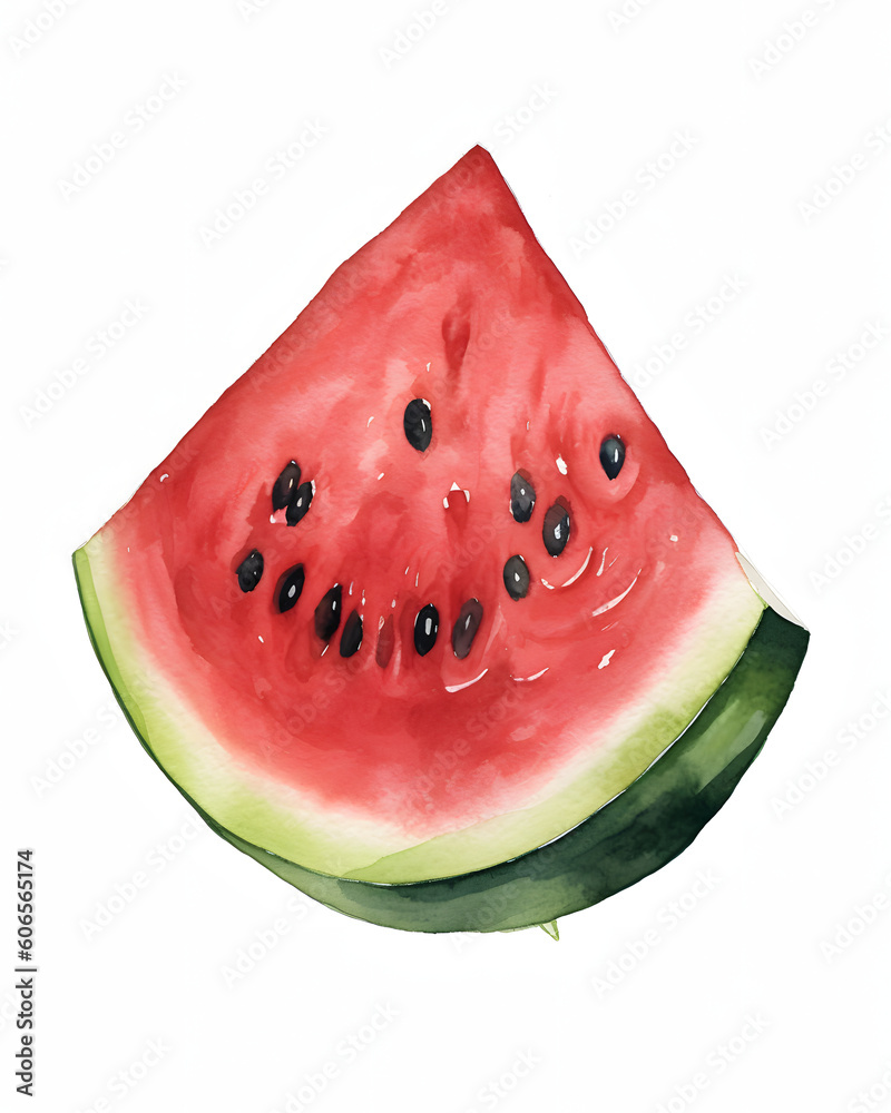 Obraz na plátně Watercolor Watermelon isolated on white background