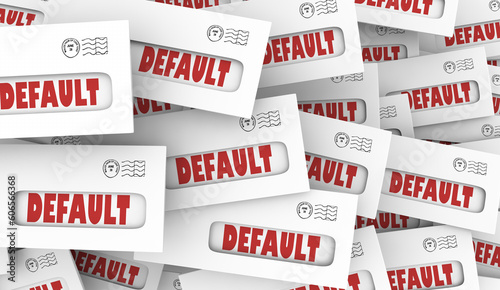 Dafault Failure to Pay Debt Bills Obligations Envelopes Warnings 3d Illustration