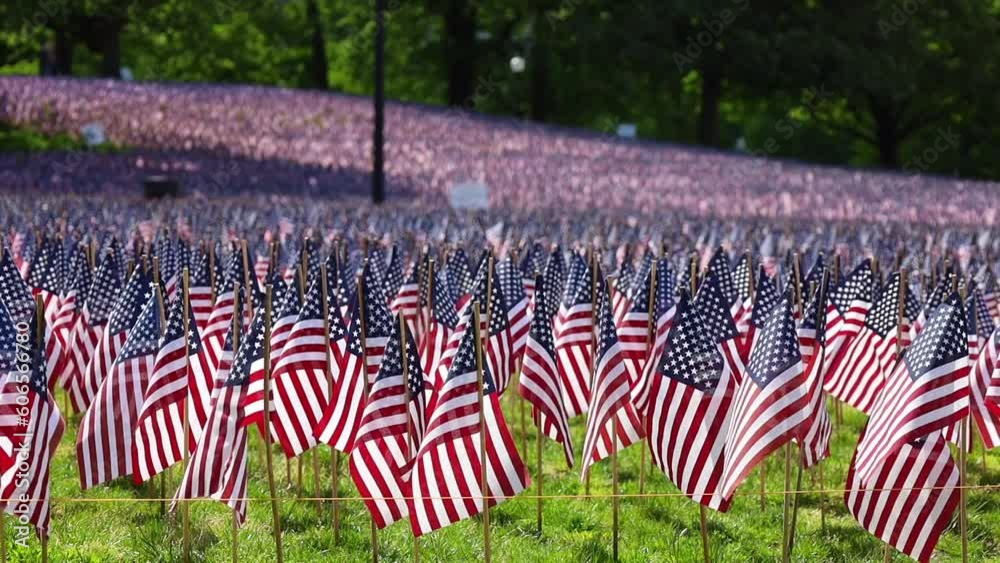 37,000 flags on Boston Common ahead of Memorial Day. The flags