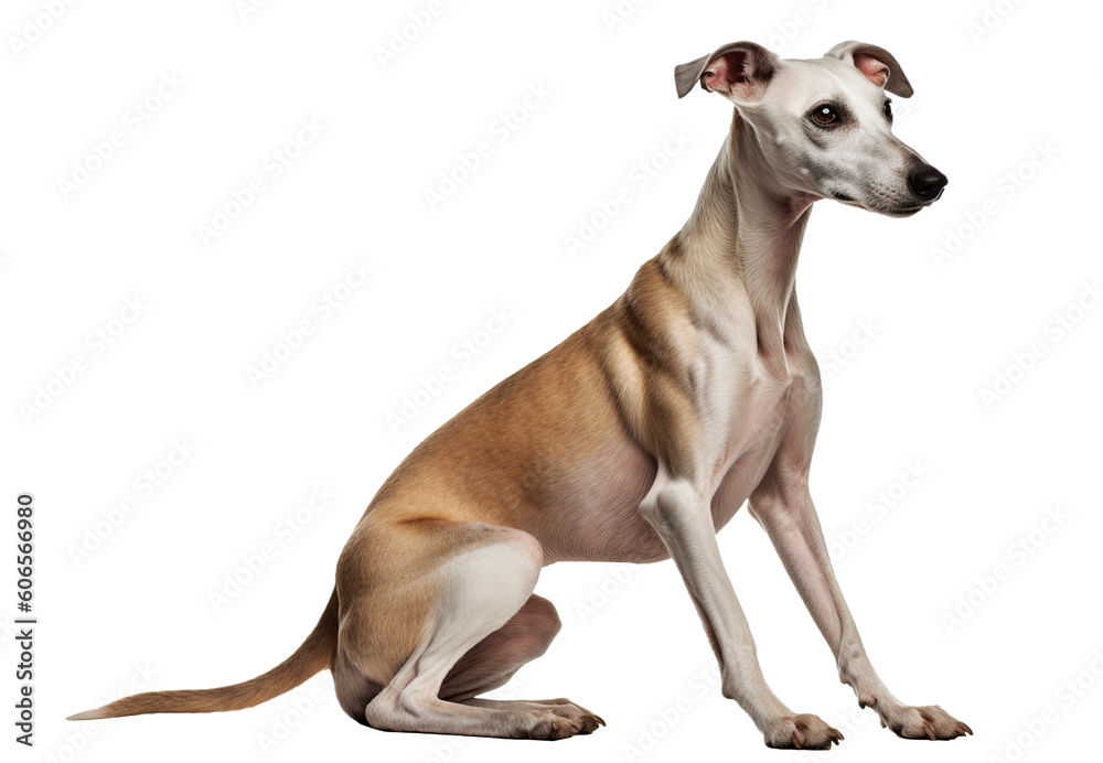 Whippet dog on transparent background. Generative AI.