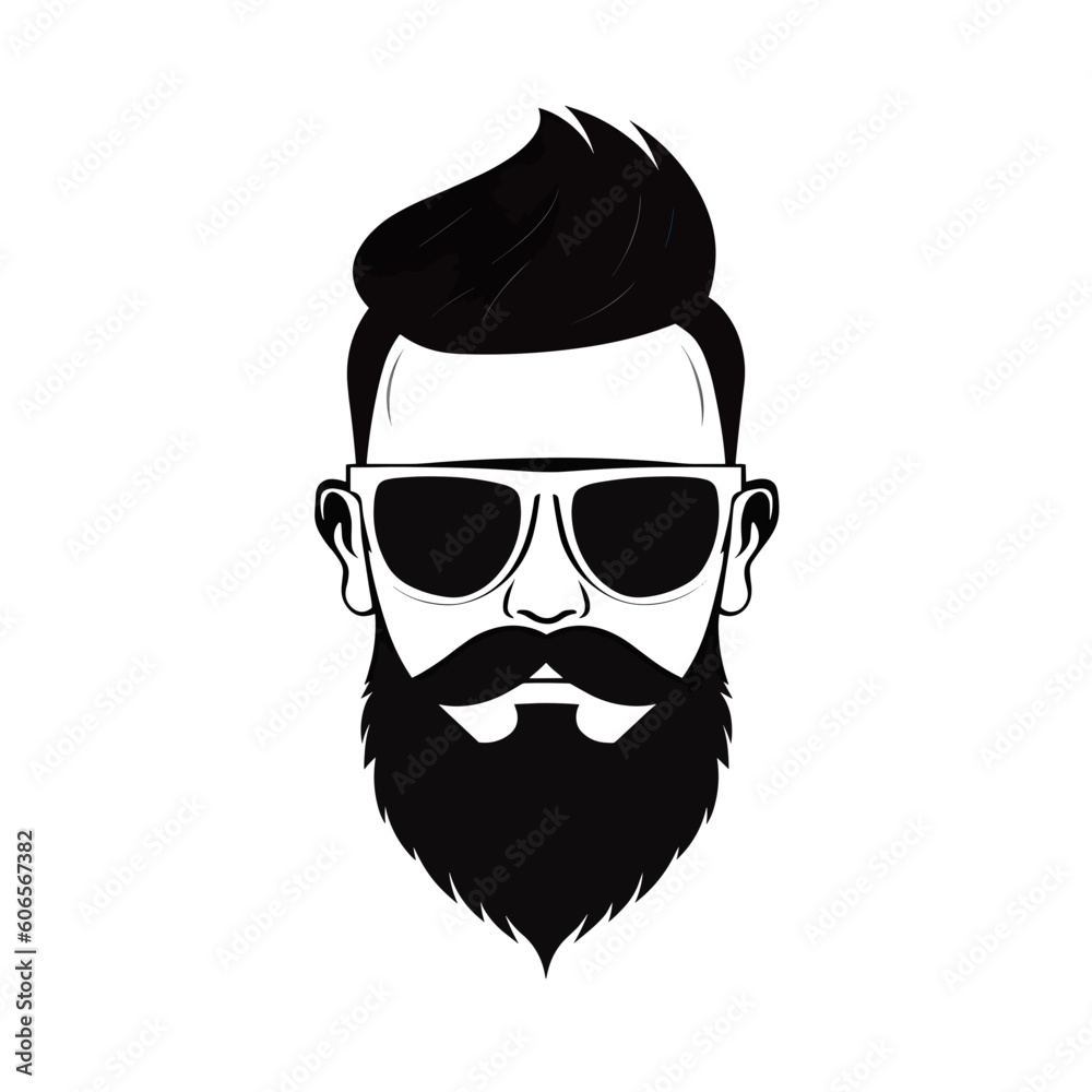 Logo with a hipster man with a beard and glasses. Logo with a hipster man with a beard and glasses.