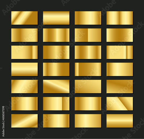 Vector yellow gold gradients metallic gradients set, vector golden gradient collection