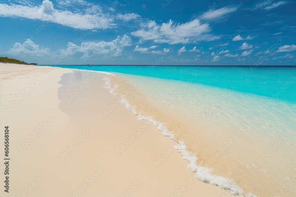 Sand and saltwater in the Caribbean. Generative AI