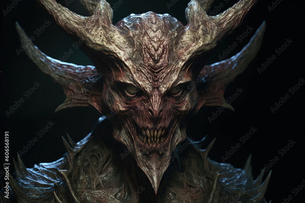 alien creature with horns, demon, generative ai 