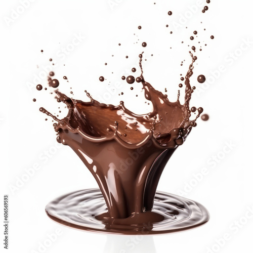 Capture the impact of chocolate colliding with water in a dynamic and abstract way. AI Generative