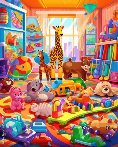 Colorful toys create a vibrant children s playroom.  Generative AI 