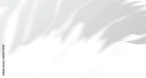Realistic blurred natural light leaves, palm and window shadow overlay on wall paper or frames texture, abstract background, summer, spring, autumn for product presentation podium and mockup seasonal.
