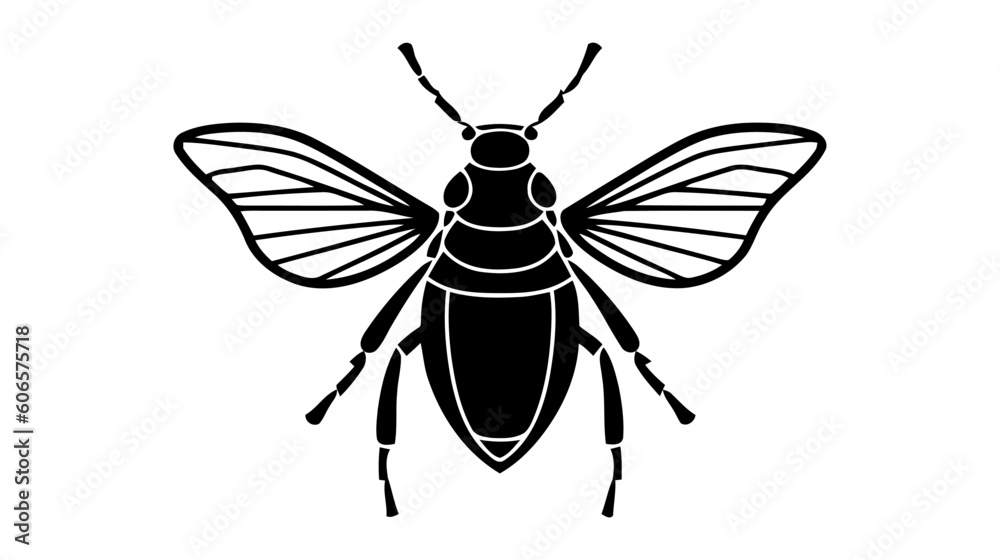 Fototapeta premium Vector black silhouette of a beetle isolated on a white background.