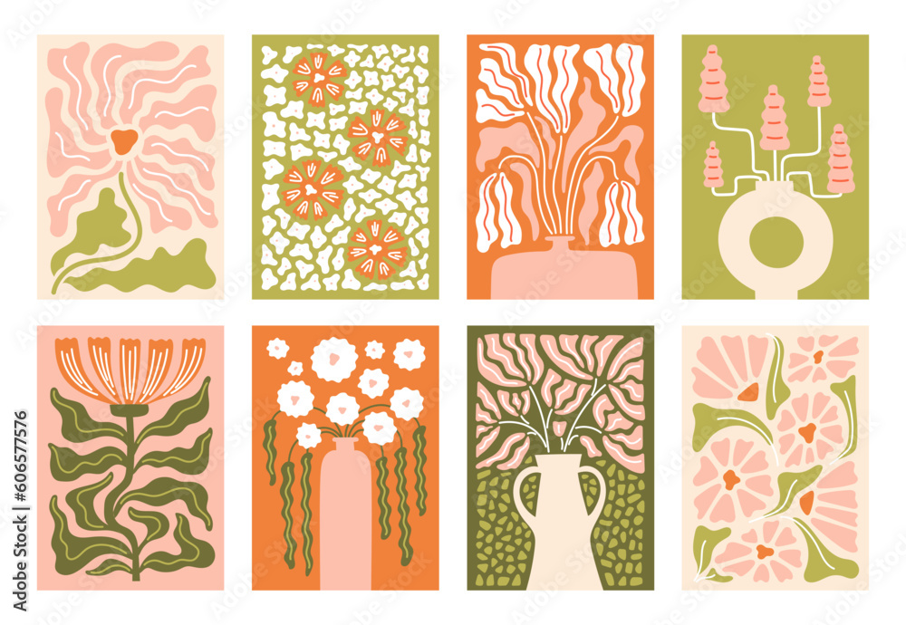 Obraz na plátně Abstract flower posters