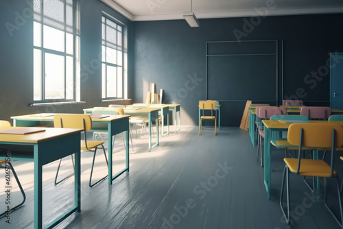 Empty Classroom Back to school concept AI-Generated 