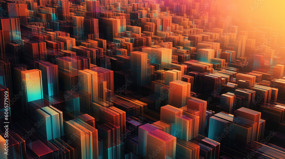 Fototapeta premium A futuristic, abstract background with vibrant colors and geometric shapes Generative AI