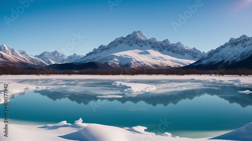 An Illustration Of A Gorgeous View Of A Lake In The Mountains © Cameron Schmidt