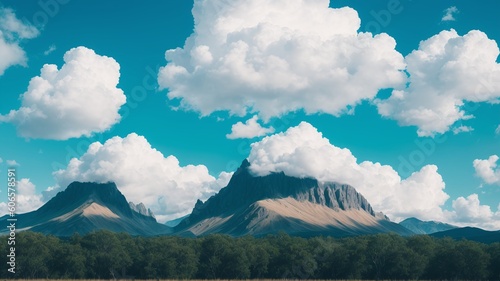 A Composition Of A Majestic Mountain Range With A Few Clouds In The Sky