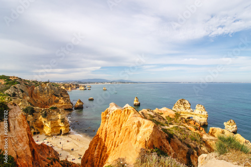 Algarve Beach with rocks and cliffs - Portuguese coastline
