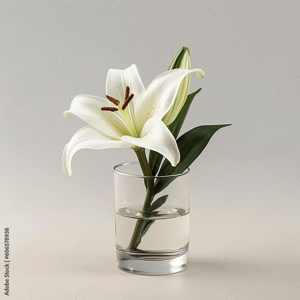 single white lily in a glass vase single white lily in a glass vase