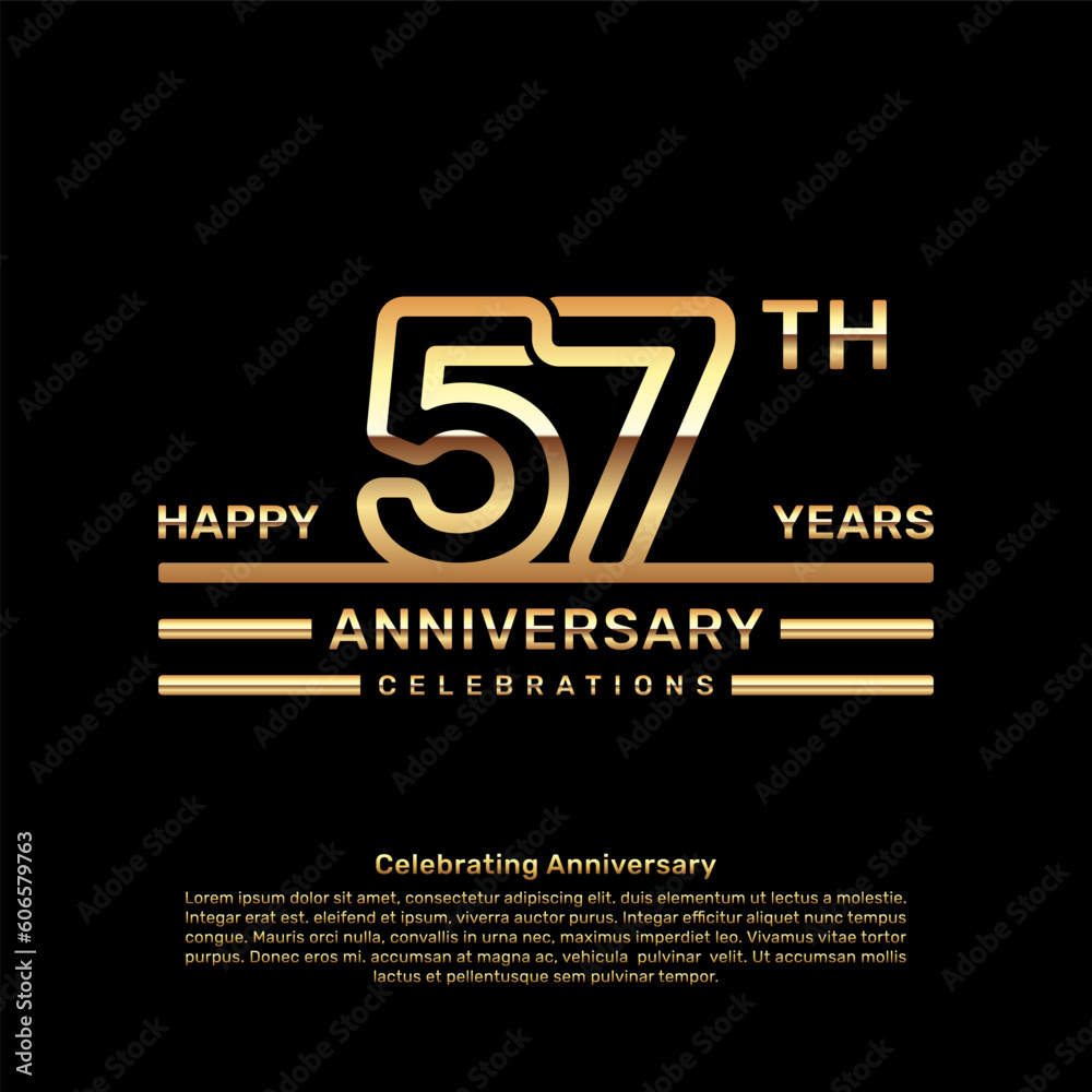 57 year anniversary logo design with double line concept, logo vector template 57 year anniversary logo design with double line concept, logo vector template
