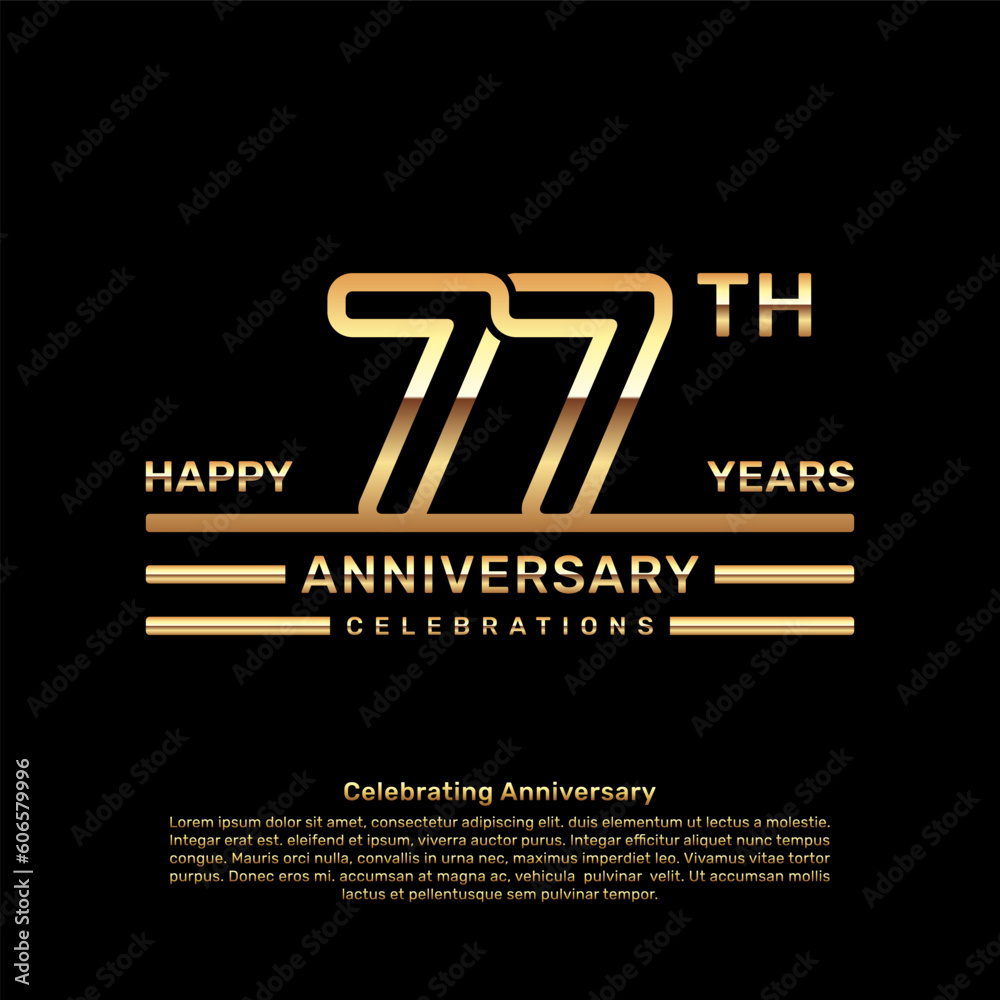 77 year anniversary logo design with double line concept, logo vector template 77 year anniversary logo design with double line concept, logo vector template
