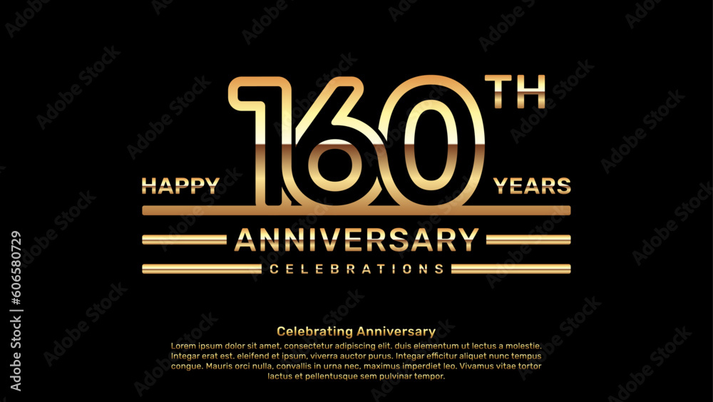 160 year anniversary logo design with double line concept, logo vector template