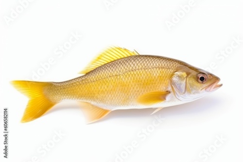 Yellow croaker fish on white background, Generative ai