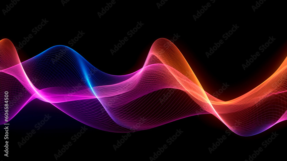 Wave lines trails flowing dynamic in diverse colors isolated on black background. Abstract futuristic background, science, digital and communication concept . Generative AI Wave lines trails flowing dynamic in diverse colors isolated on black background. Abstract futuristic background, science, digital and communication concept . Generative AI