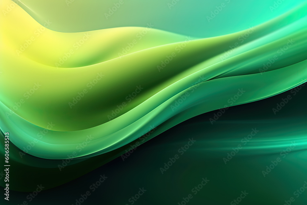 Generative AI. Abstract background waves. Green, yellow and black abstract background for wallpaper oder business card