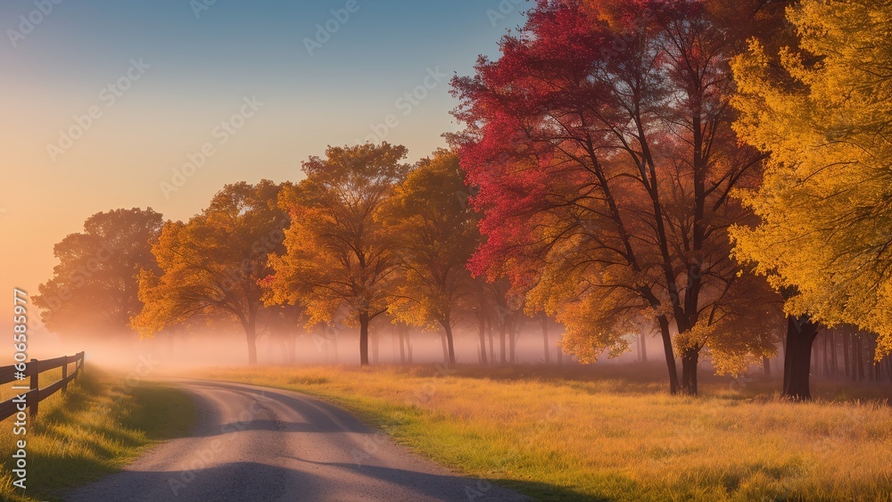 An Illustration Of A Breathtakingly Vast Rural Road With A Fence In The Foreground An Illustration Of A Breathtakingly Vast Rural Road With A Fence In The Foreground