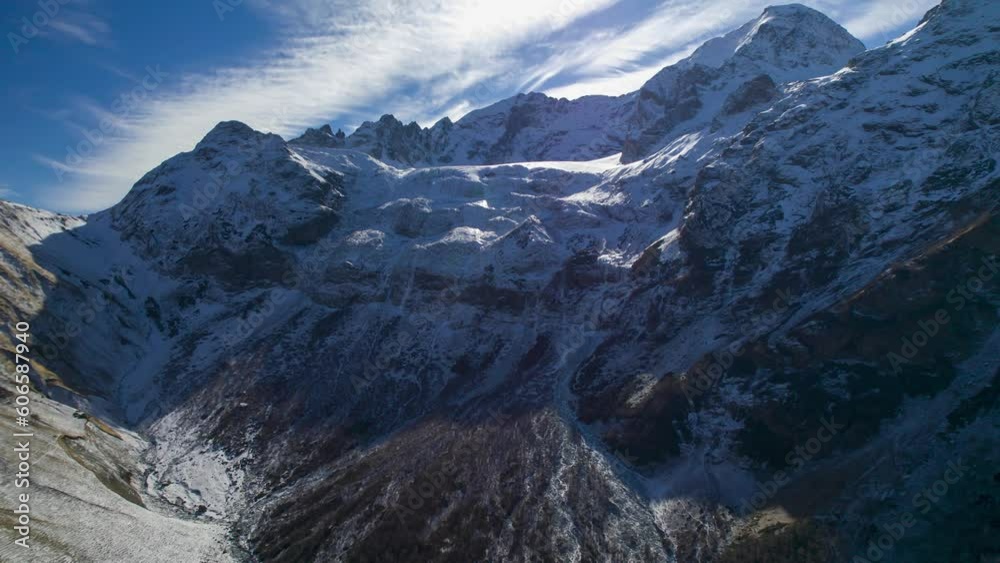 Beautiful aerial view of the mountainous area. Landscape and nature of the North Caucasus Beautiful aerial view of the mountainous area. Landscape and nature of the North Caucasus