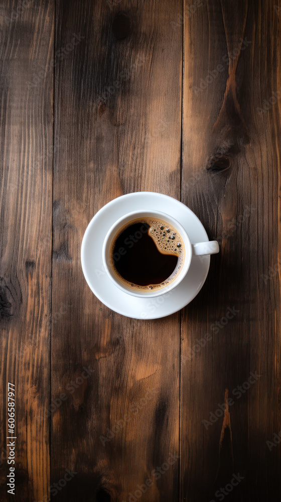 A Cup of Coffee on a Rustic Wooden Table A Cup of Coffee on a Rustic Wooden Table