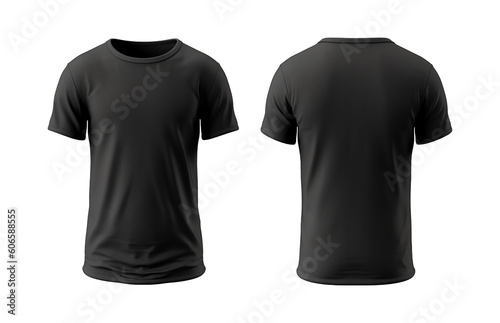 plain black t-shirt mockup design. front and rear view. isolated on transparent background. generative ai photo