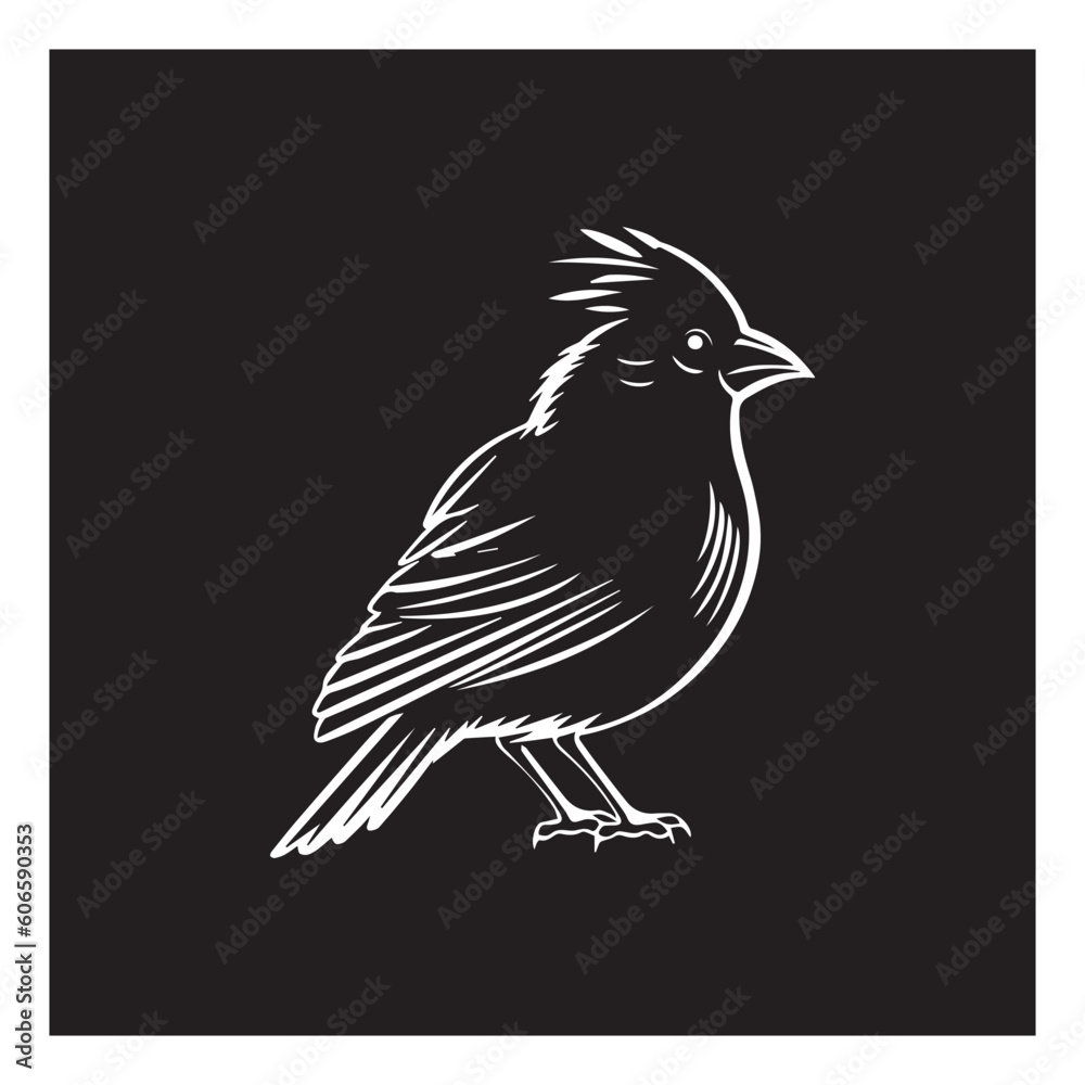 Obraz premium cardinal bird vector logo - black and white . Abstract drawing Vector illustration 