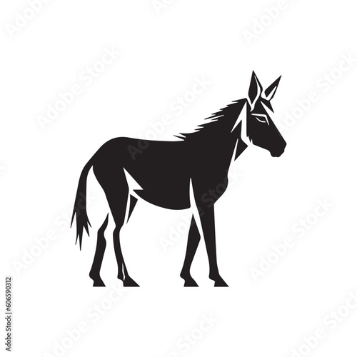 Donkey vector logo - black and white . Abstract drawing Vector illustration