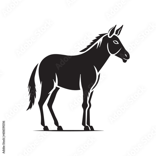 Donkey vector logo - black and white . Abstract drawing Vector illustration