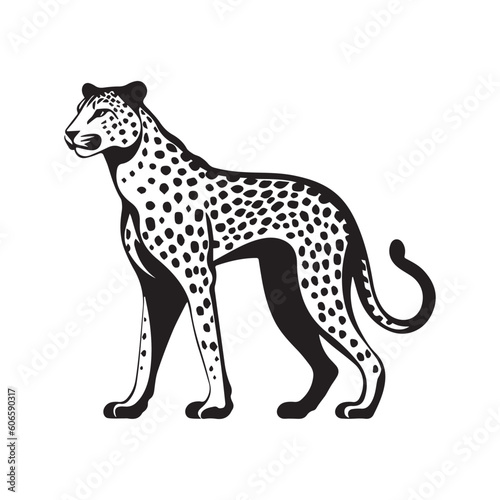 cheetah vector logo - black and white . Abstract drawing Vector illustration