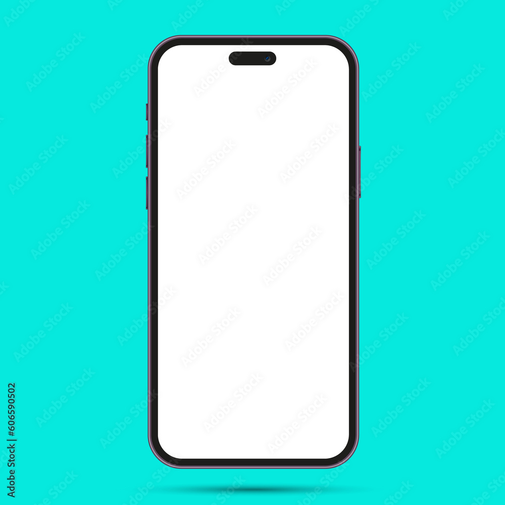 Realistic front view smartphone mockup. Mobile phone blue frame with blank white display isolated on background. Vector device template Realistic front view smartphone mockup. Mobile phone blue frame with blank white display isolated on background. Vector device template
